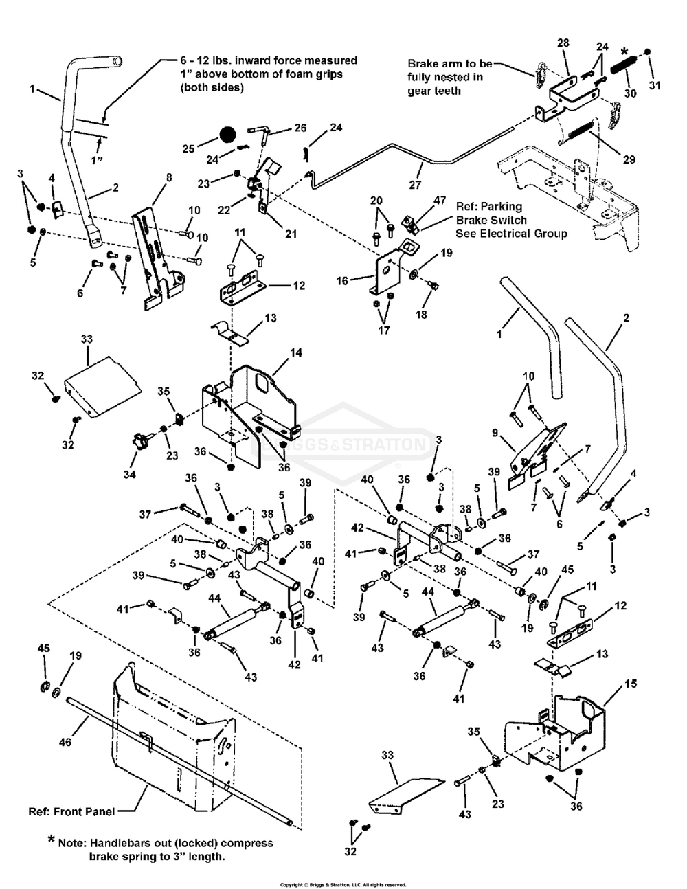 Controls Group (7501106) Diagram and Parts List for 7800538 (C950-60928-0)(2009) Briggs and Stratton Lawn Tractor